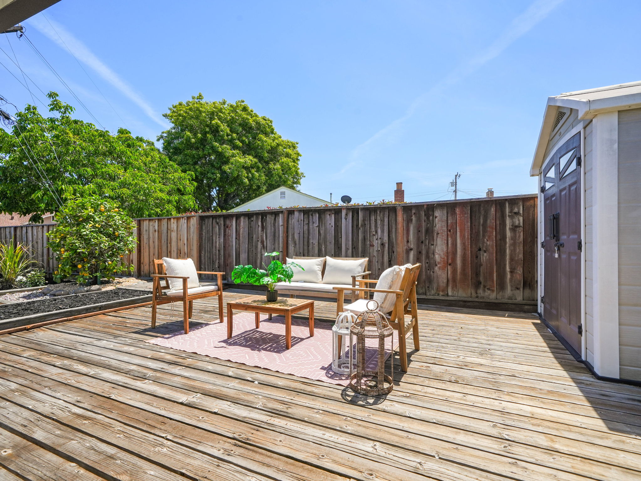 Wood deck seating area